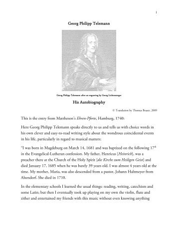 Georg Philipp Telemann His Autobiography  This is ... - Bach Cantatas