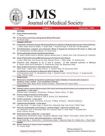 JMS Sept 2008 Cover - Journal of Medical Society, RIMS Imphal
