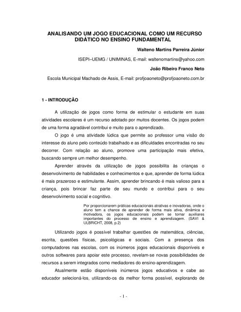 PDF) BRiNCAR COm XADREZ: O JOGO COmO FERRAmENTA EDuCACiONAL