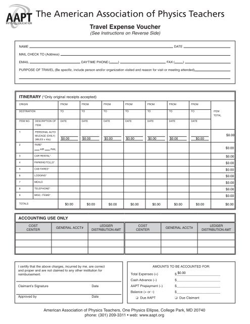 Travel Expense Voucher - American Association of Physics Teachers