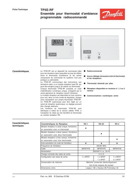 TP5E-RF Ensemble pour thermostat d'ambiance ... - Danfoss