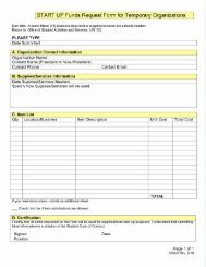 Start Up Funds Request Form