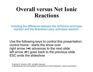 Overall versus Net Ionic Reactions