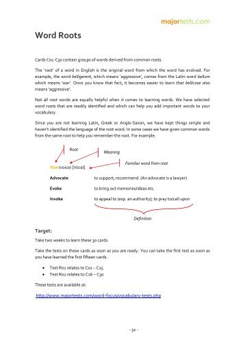 Word Roots - MajorTests.com