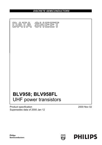 BLV958; BLV958FL UHF power transistors - SP-Elektroniikka