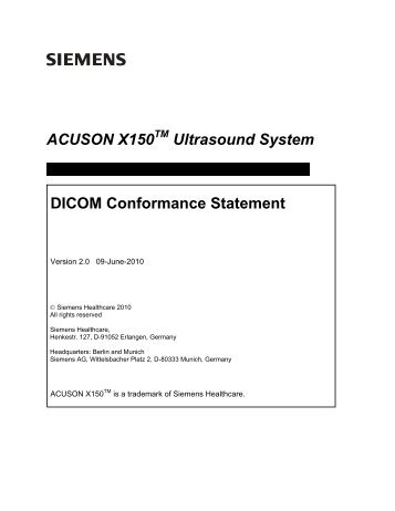 X150 DICOM Conformance Statement - Siemens Healthcare