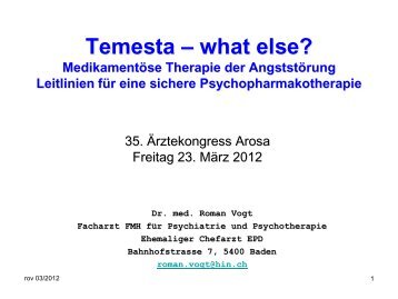 Temesta Ã¢Â€Â“ what else? - ÃƒÂ„rztekongress Arosa