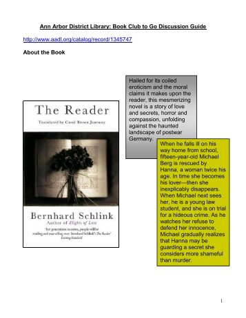 Book Discussion Guide: The Reader by Bernhard Schlink