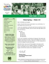 Taylor County 4-H Newsletter - University of Wisconsin-Extension