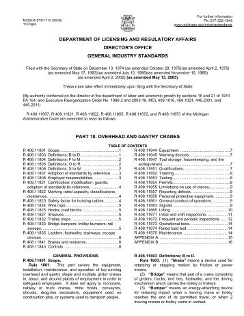 Part 18. Overhead & Gantry Cranes - State of Michigan