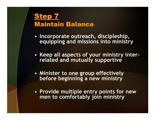 Men's Ministry Action Plan - Baptist Men and Women on Mission