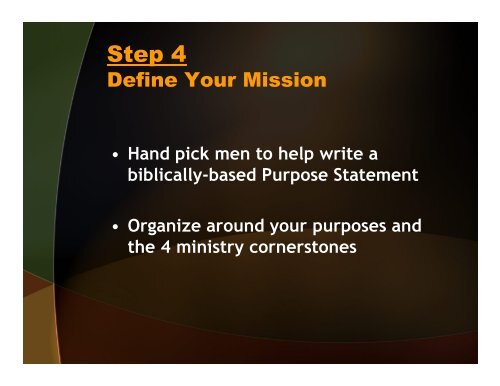 Men's Ministry Action Plan - Baptist Men and Women on Mission