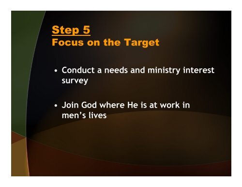Men's Ministry Action Plan - Baptist Men and Women on Mission