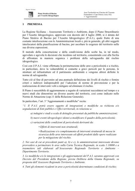 Piano Stralcio di Bacino per l'Assetto Idrogeologico (P.A.I.)