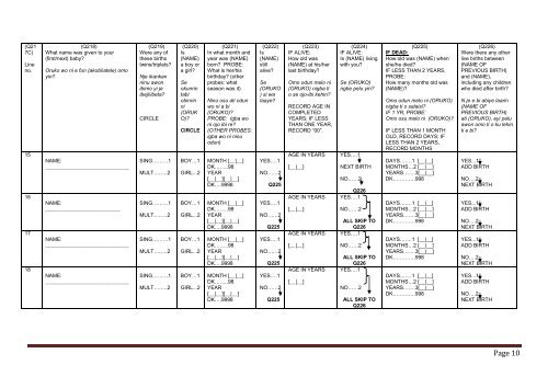 Baseline Women's questionnaire - Yoruba/English