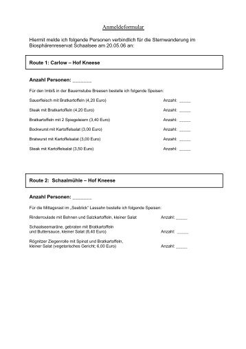 Anmeldeformular - im Biosphärenreservat Schaalsee
