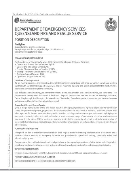 Position Description - Queensland Fire and Rescue Service ...