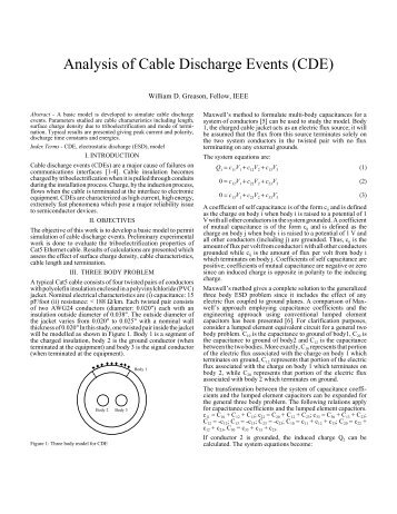 Analysis of Cable Discharge Events (CDE) - Electrostatic Answers