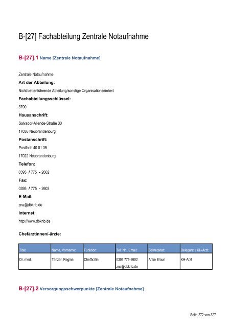 Qualitätsbericht 2010 - Dietrich Bonhoeffer Klinikum Neubrandenburg