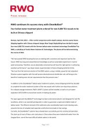 RWO continues its success story with CleanBallast - Veolia Water ...