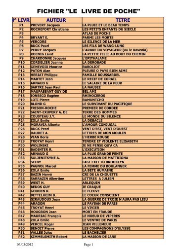 FICHIER "LE LIVRE DE POCHE"