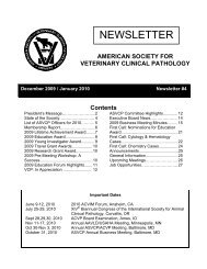 NEWSLETTER - American Society for Veterinary Clinical Pathology