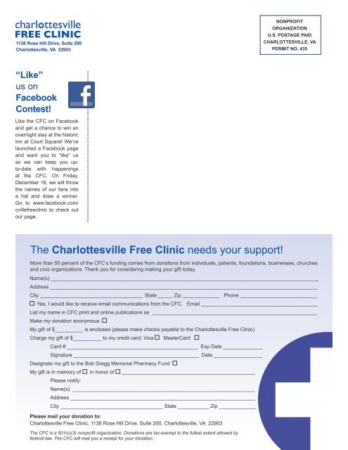Facebook Contest Charlottesville Free Clinic