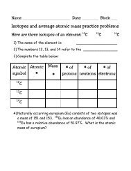 Isotopes and average atomic mass practice problems # # # of # of # of