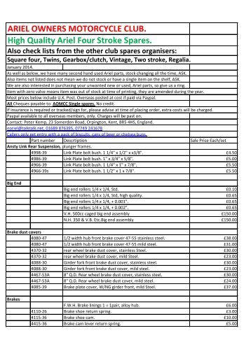 Single Spares - the Australian Ariel Register