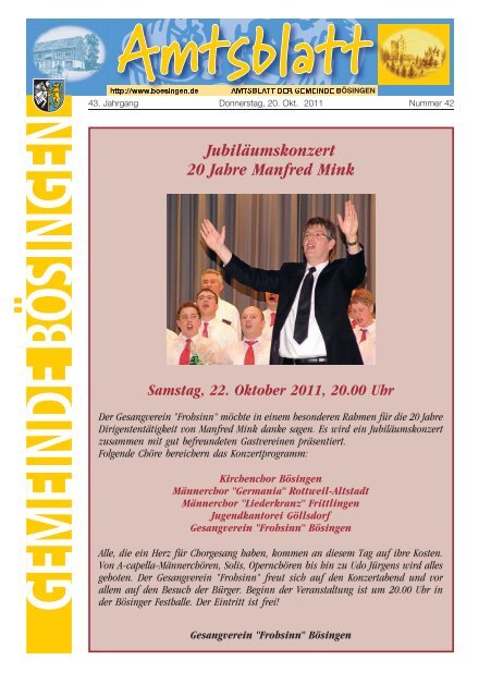 Jubiläumskonzert 20 Jahre Manfred Mink Samstag, 22. Oktober ...