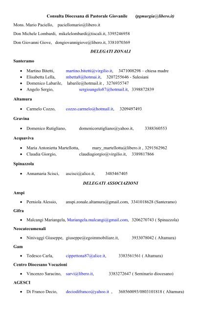 Consulta Diocesana di Pastorale Giovanile - Diocesi Altamura ...