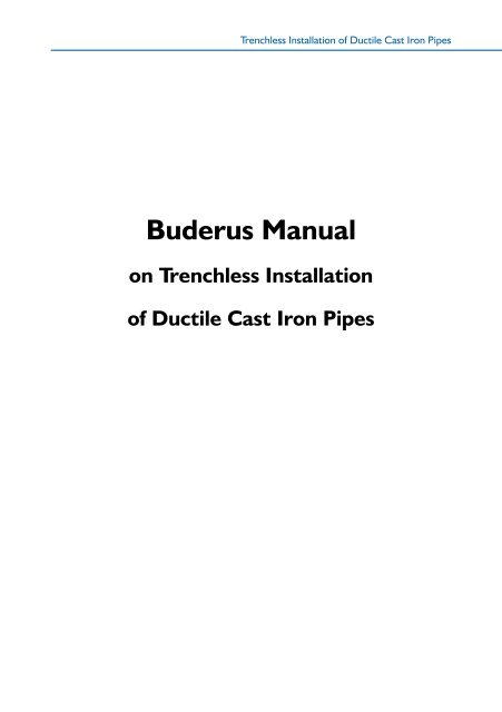 Buderus Manual on Trenchless Installation of Ductile Cast ... - Duktus