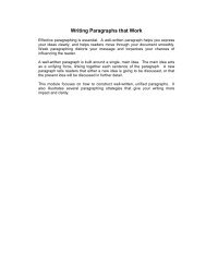 Writing Paragraphs that Work