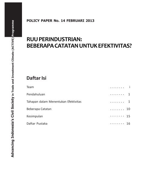 RUU Perindustrian, Beberapa Catatan untuk Efektivitas? - Active