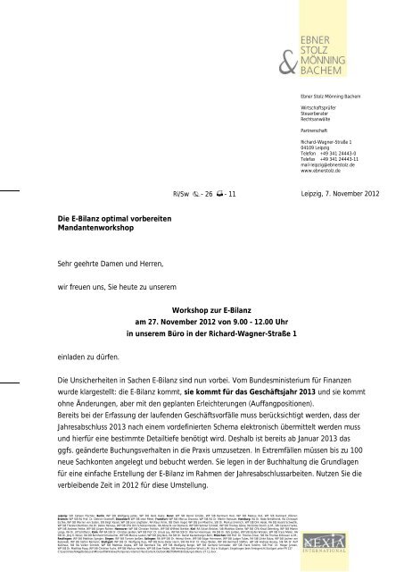 Einladung und Anmeldung 27.11.2012 - Ebner Stolz Mönning Bachem