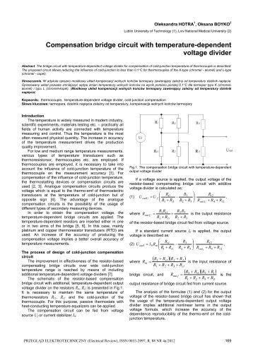 Compensation bridge circuit with temperature-dependent voltage ...