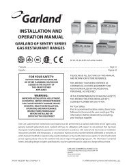 installation and operation manual garland gf sentry series gas ...