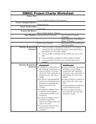 DMAIC Project Charter Worksheet