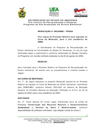 Universidade do Estado do Amazonas - uea - pós graduação