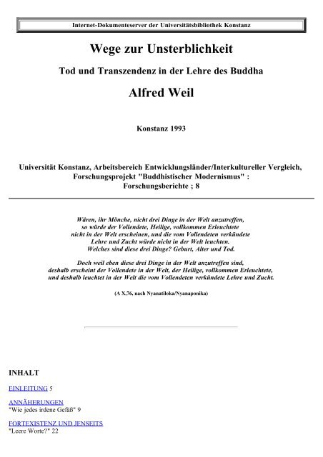 Tod Und Transzendenz In Der Lehre Des Buddha Kops