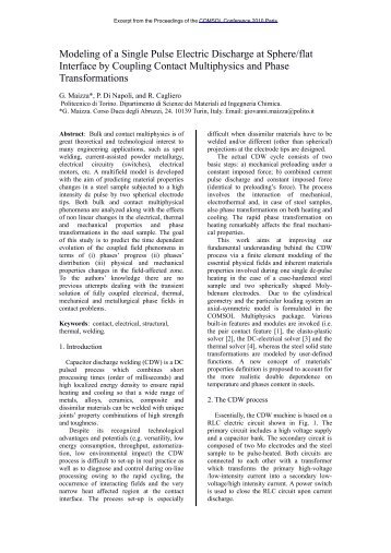 Modeling of a Single Pulse Electric Discharge at ... - COMSOL.com