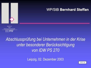 Abschlussprüfung bei Unternehmen in der Krise / IDW PS 270