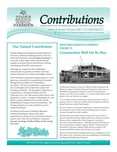 Contributions - Windsor Regional Hospital