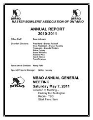 2010-2011 Annual Reports - Master Bowlers Association of Ontario