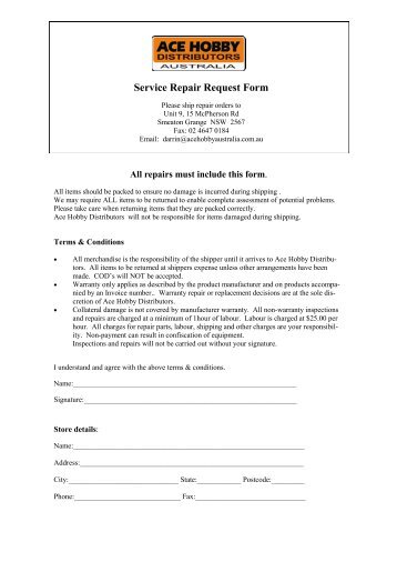 Service Repair Request Form