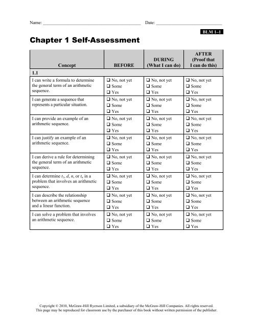 Chapter 1 BLM - McGraw-Hill Ryerson