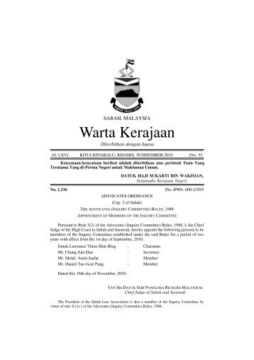 Warta Kerajaan - Sabah