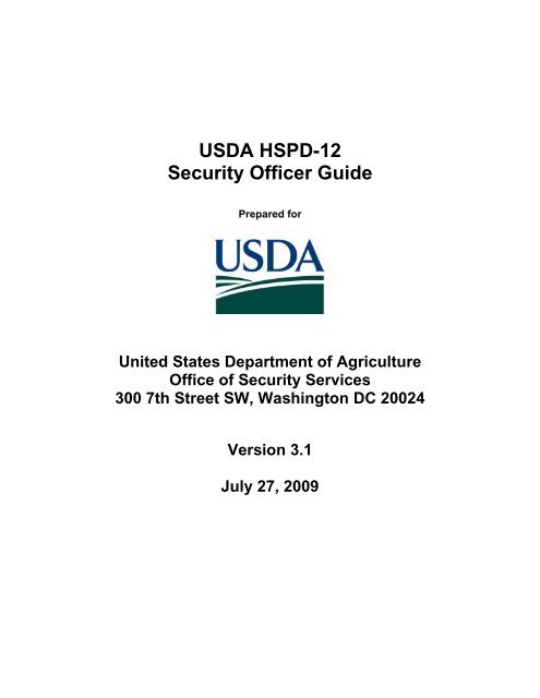 HSPD-12 Security Officer v3.1 - USDA HSPD-12 Information