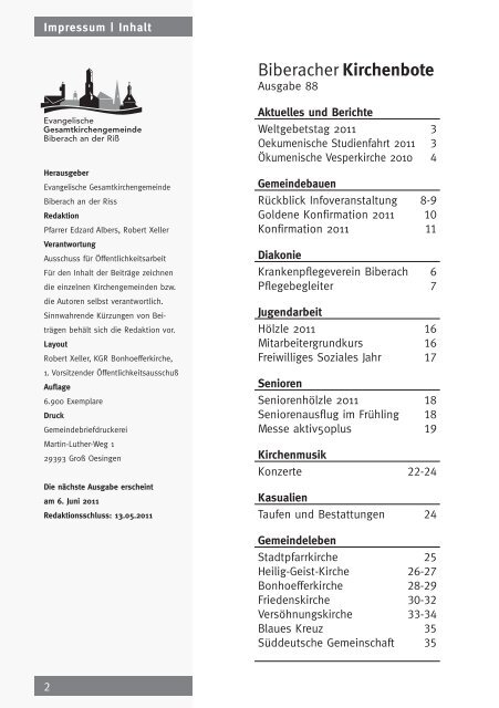 Biberacher Kirchenbote 88 - Evangelische Gesamtkirchengemeinde ...