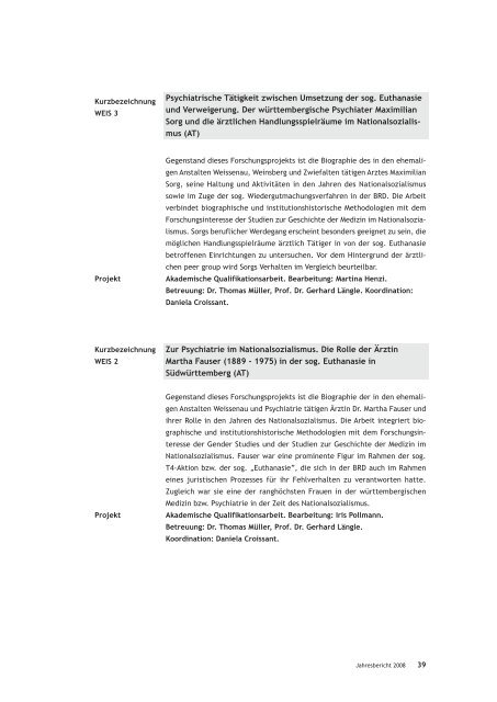 Forschung und Lehre Jahresbericht 2008 zfp fo rsch u n g